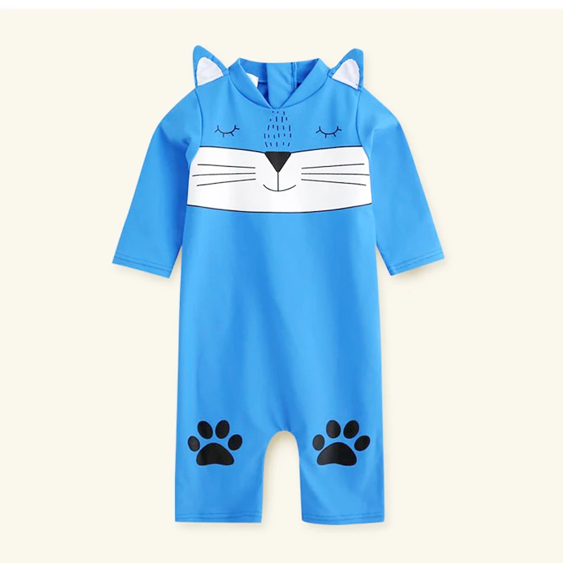 Children's swimsuit girl's one piece long sleeve sunscreen baby 1-8 children's boy Korean baby cute beach Swimsuit Cover