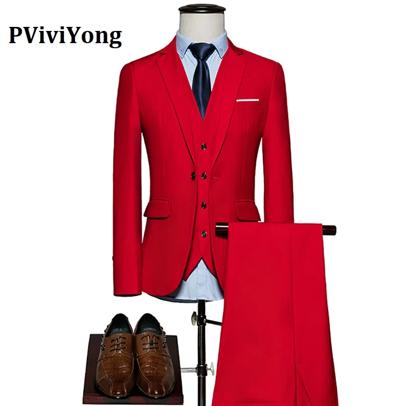 PViviYong бренд, высококачественный мужской костюм, свадебные вечерние костюмы для интервью, костюм из трех предметов(пиджак+ жилет+ брюки) 522