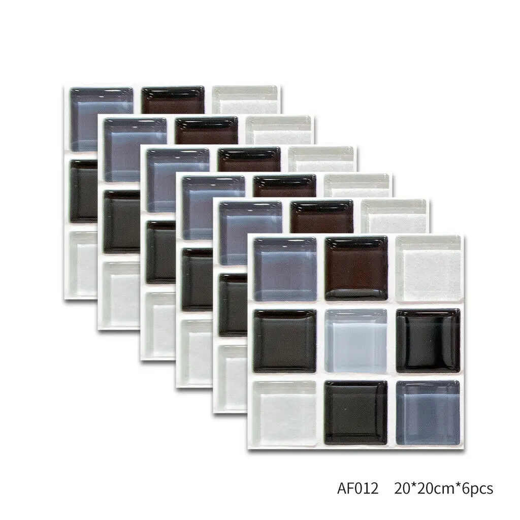 Mosaic 6Pcs 20x20cm 6 шт. 20*20 см самоклеющиеся водонепроницаемые Черные мраморные мозаики настенный кухонный арт мебель плитка наклейка на стену - Цвет: Mosaic 6Pcs 20x20cm