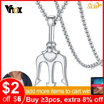 

Vnox Trident Pendant for Men Stainless Steel Necklaces Hip hop Boy Accessory with 24" Box Chain