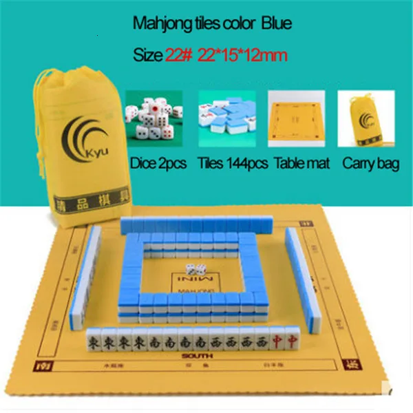 22mm blue no box Горячие Мини маджонг портативный складной деревянный коробки Majiang набор настольная игра Mah-jong путешествия настольная игра Крытый развлечения - Цвет: 22mm blue no box