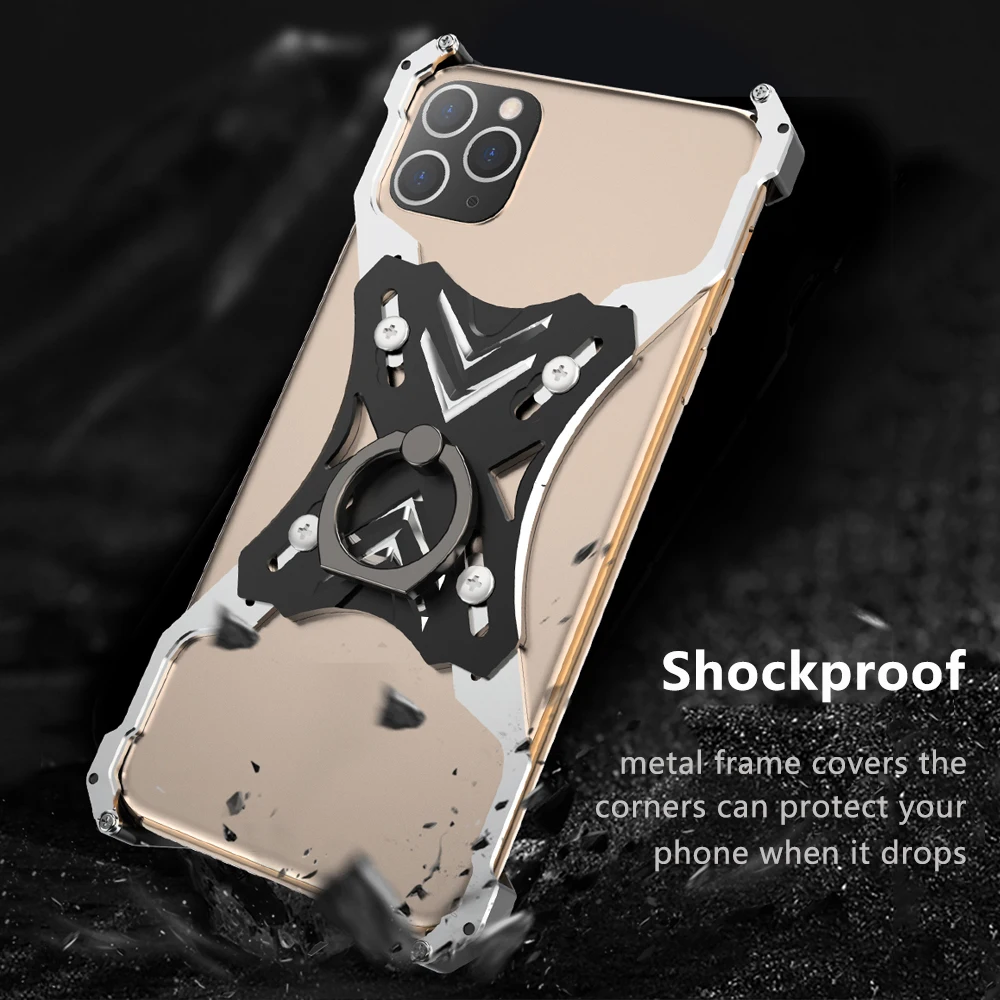 Для iPhone 11 Pro Max чехол Роскошный тонкий жесткий металлический алюминиевый сплав противоударный кольцо Броня держатель бампер чехол для iPhone 11