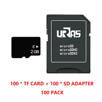 

WHOLESALE NEW High Speed 100 Pieces PACK Lot 2GB Micro-SD-Card with SD Adapter TF Card for smart phone camera digital products
