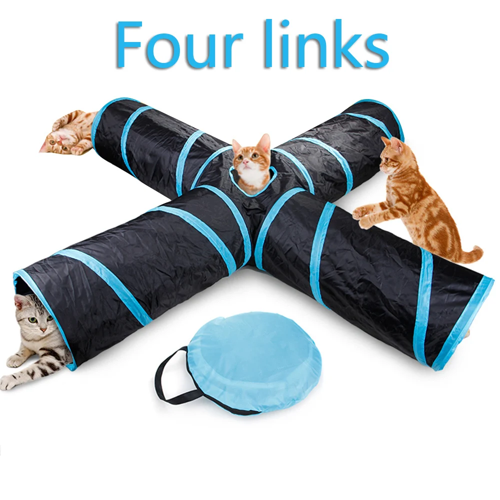 HEYPET туннель для кошек игрушки для кошек котенок 4 отверстия складной Crinkle Кот играющая игрушка «туннель» для маленьких животных Кролик товары для домашних животных