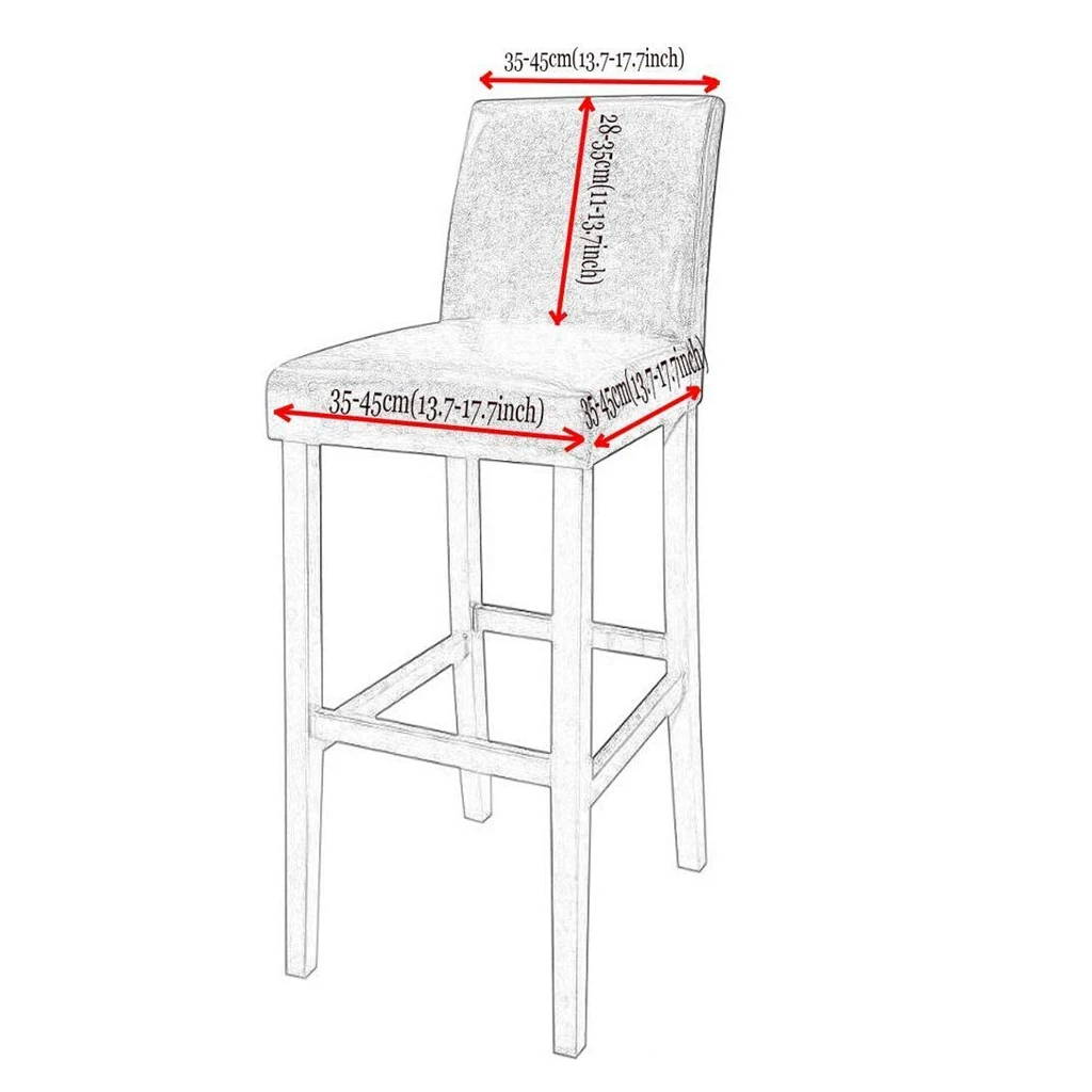 Elastic Low-back Chair Seat Cover Short Dining Bar Height Stool Slipcover Chair Pretector Replacement for Home Kitchen Hotel 