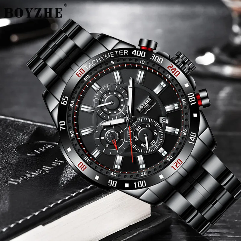 Mechanical Watch Man Sport Stainless Steel Strap Waterproof Multifuncton Men's Watch