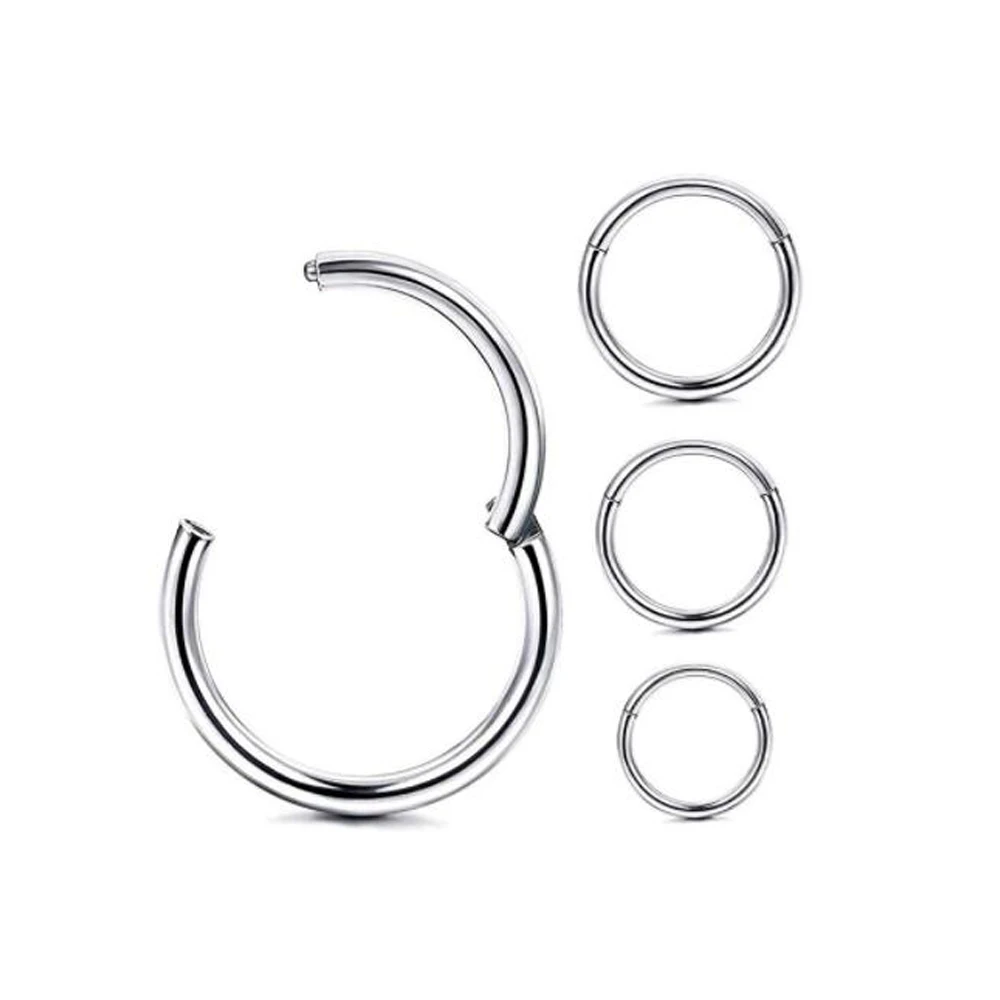 16g 18g Hinged Septum Clicker Segment Nose Ring Lip Ear Cartilage Ear Helix Body Piercing Jewelry Surgical Steel Ring Hoop