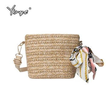 

YBYT fashion straw crossbody bags for women 2019 national female bucket bags for holidaysummer style ladies shoulder beach bags
