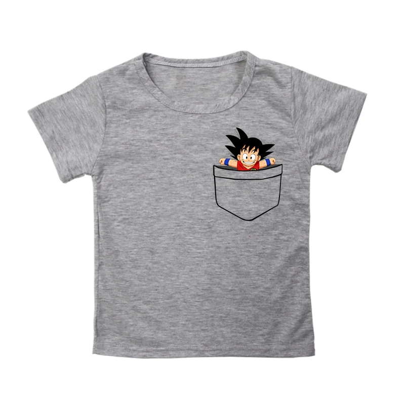 Футболки «Poket Goku» Детские футболки футболка с принтом «Gragon Ball Goku Wave» топы для мальчиков и девочек, футболки, футболки с японским аниме, 7 цветов