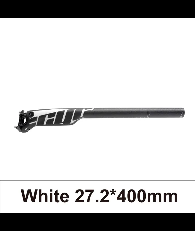 Carbon Fiber Seat Post MTB Mountain Bike Road Bicycle Ultralight Seat Tube 27.2-30.9-31.6mm*350mm/400mm Bike Seatpost Cycling - Цвет: 27.2x400mm White