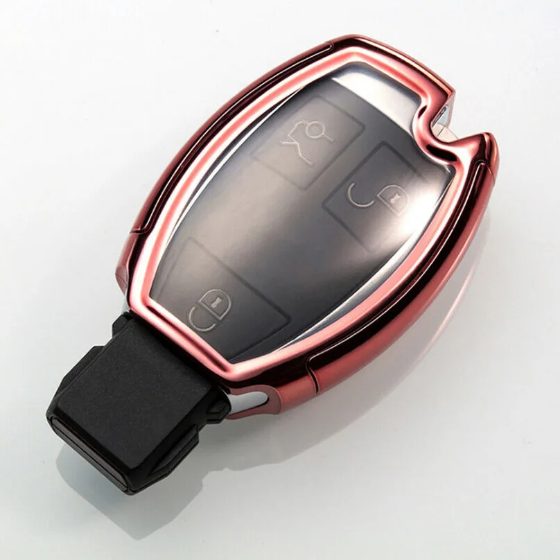 pink 1 шт. ТПУ полный герметичный кейс Автомобильный ключ оболочки крышка для Mercedes Benz CLA GLK C180 C200 - Название цвета: pink