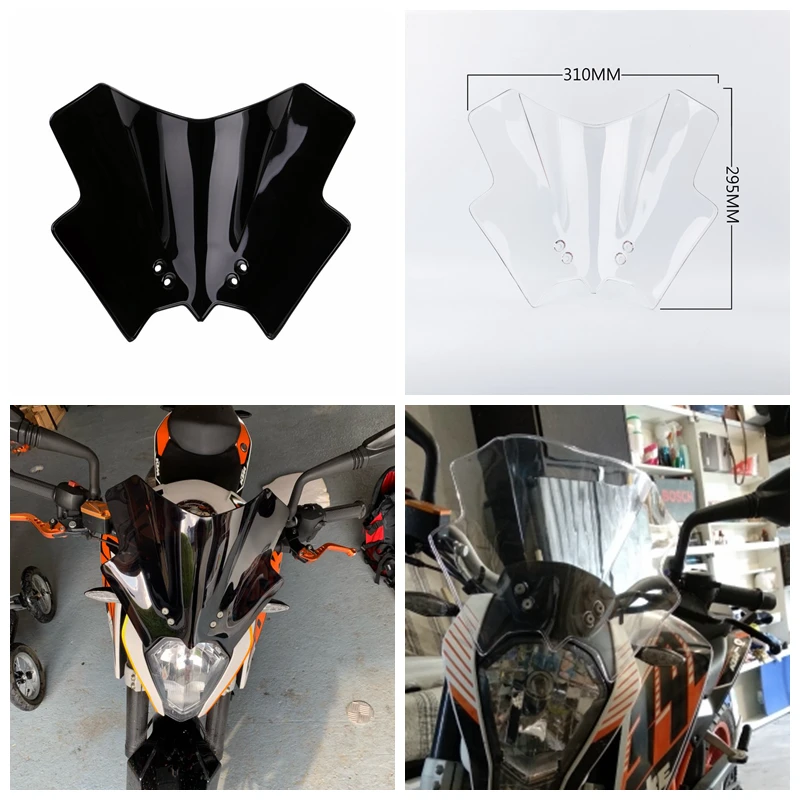 Высокое качество лобовое стекло для KTM DUKE 120 200 390 ветровой экран двойной
