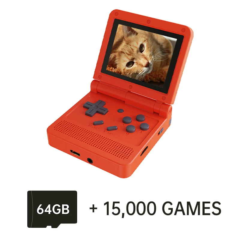 POWKIDDY v90 3-Inch IPS Screen Flip Handheld Console Dual Open System Game Console 16 Simulators Retro PS1 Kids Gift 3D New Game 