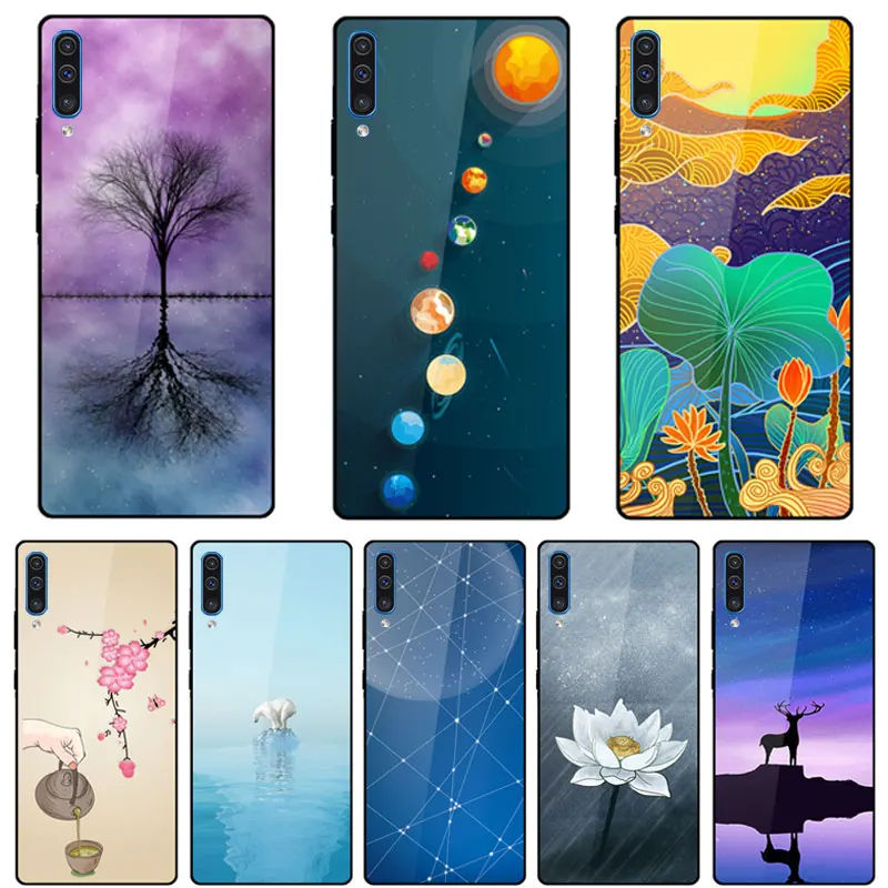 

Tempered Glass Case For Samsung Galaxy A50 Silicone Bumper Protective Back Cover For Samsung A50 A30S A50S Shockproof Phone Case