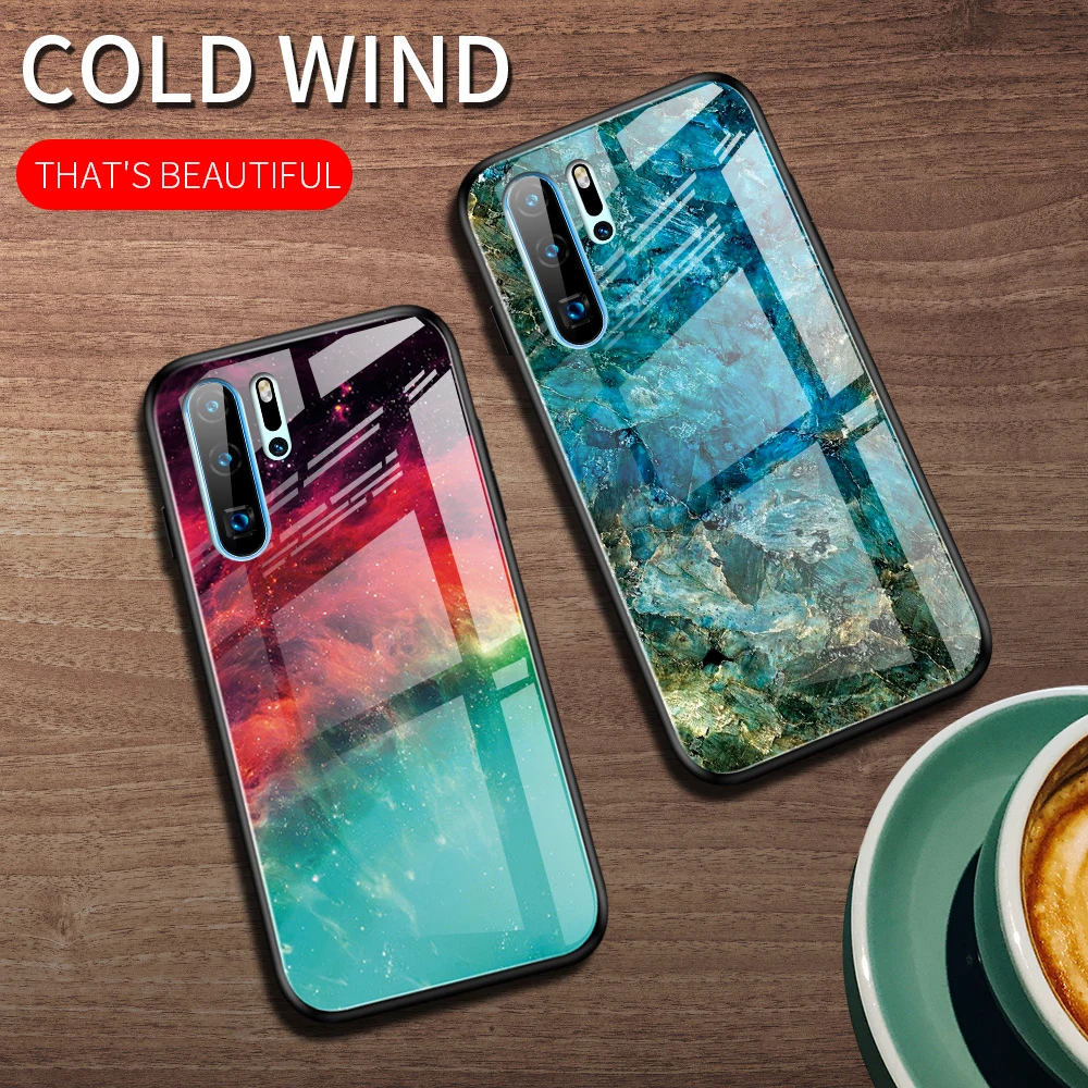 

BoeYink Tempered Glass Case Cover For Huawei P30 P20 Pro Hard Shockproof Case For Huawei Mate 20 Pro X Lite Honor 20 Pro Cover