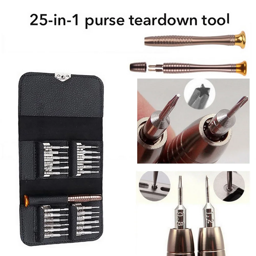 

Leather Case 25 In 1 Torx Screwdriver Set Mobile Phone Repair Tool Kit Multitool Hand Tools For Iphone Watch Tablet PC 2020 New
