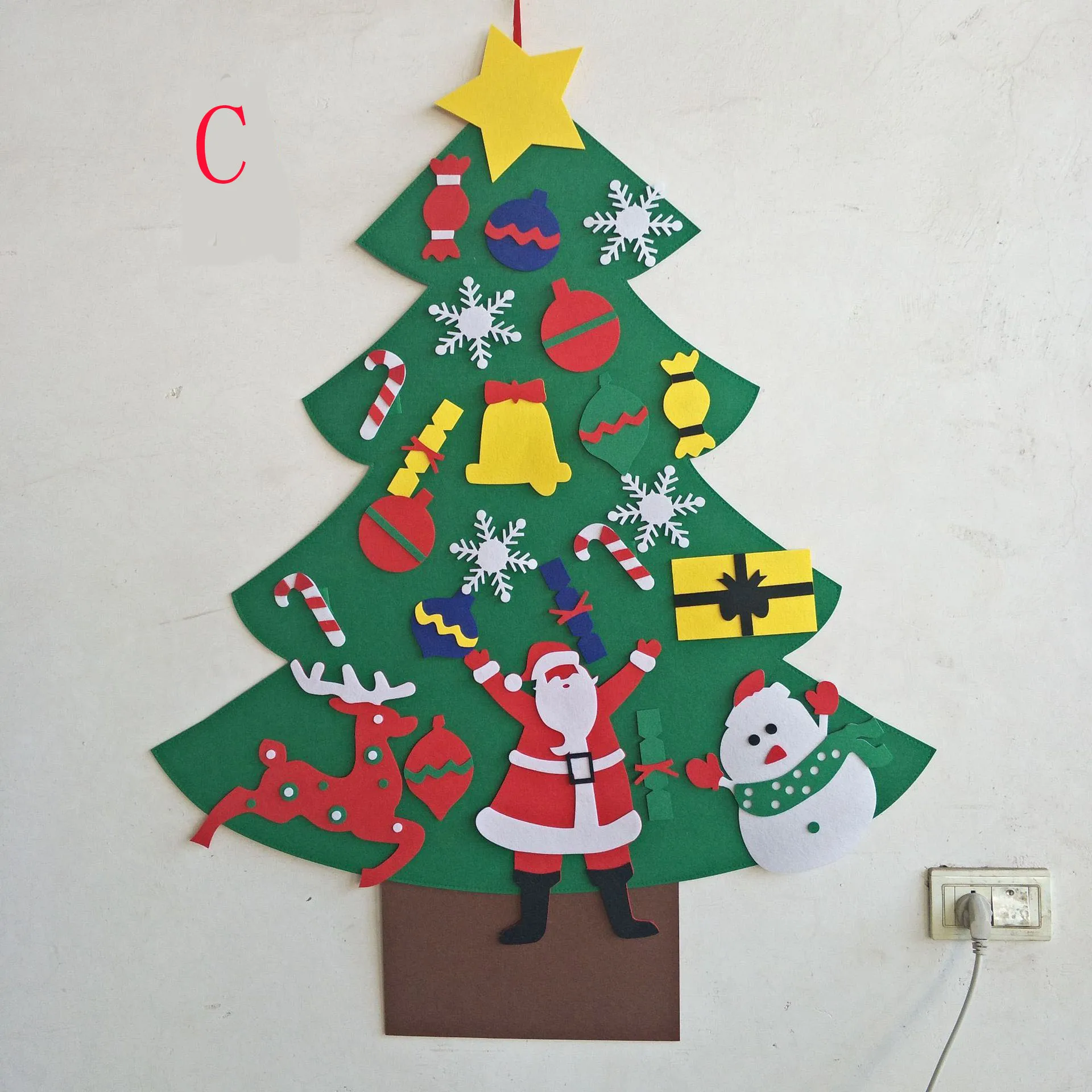 Детская войлочная Рождественская елка с орнаментом для новогодней двери, Настенное подвесное Рождественское украшение, Прямая поставка