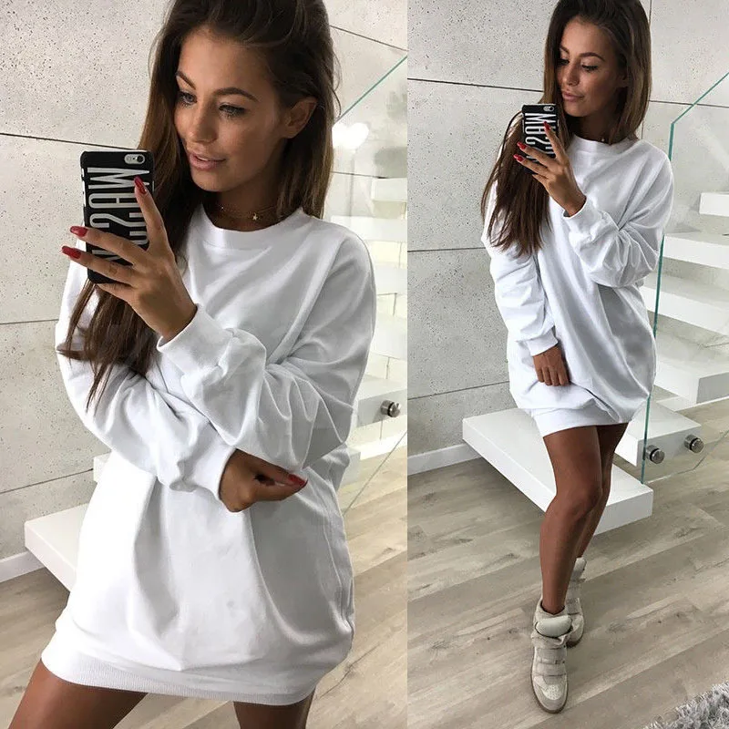 white oversized hoodie dress