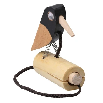

Solid Real Wood Pull Rope Woodpecker Tone Block for Kids