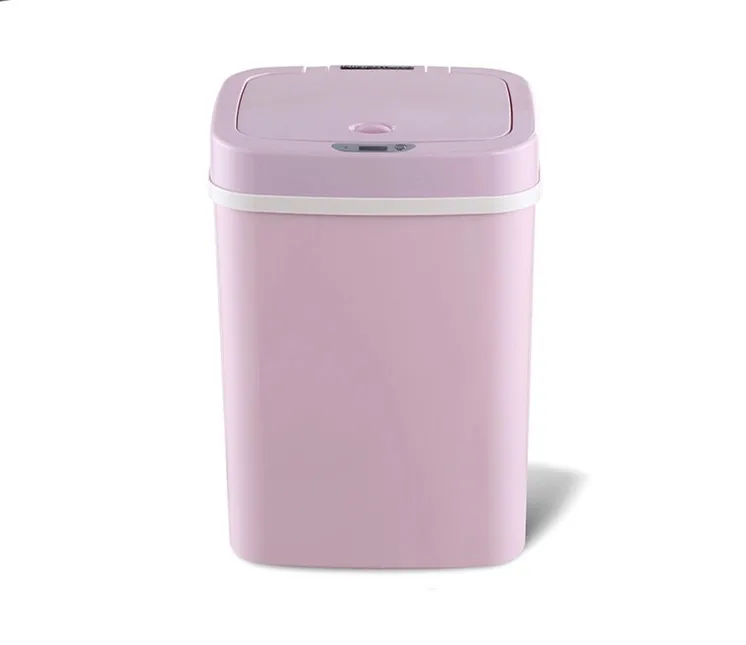 12л автоматическая пластиковая умная мусорная корзина для дома - Цвет: Pink