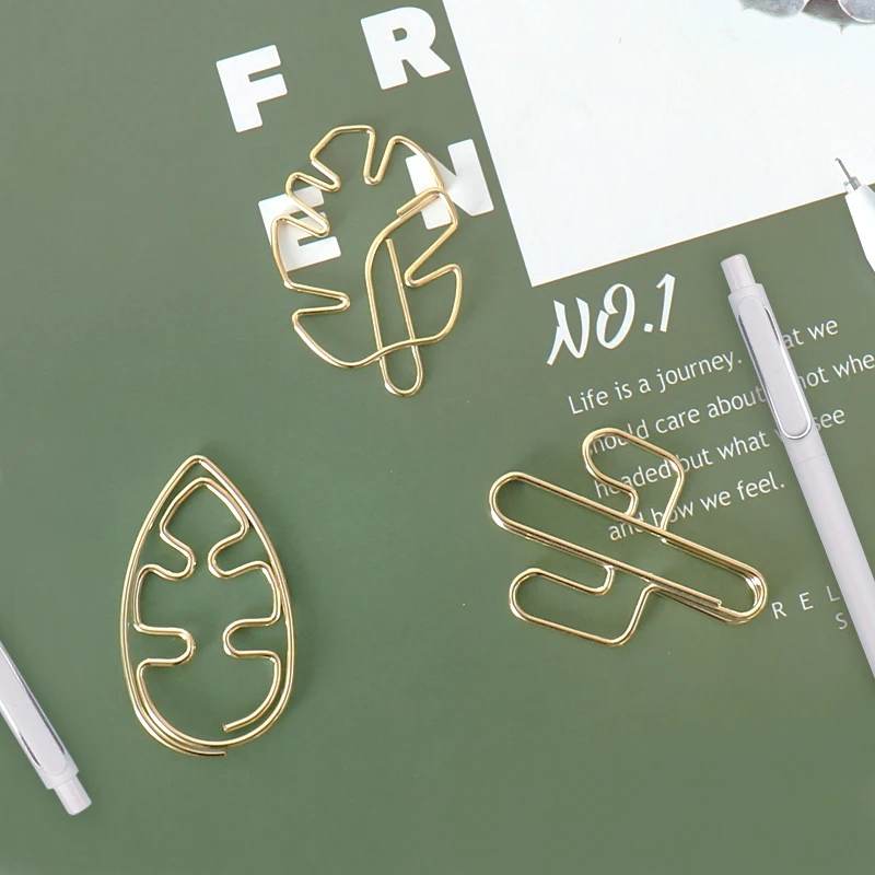 Paper Clips 8pcs/set Bookmark Metal Paper Clip Decor Rose Gold Colorfur Book Note Decoration Binder Clip Stationery School Office