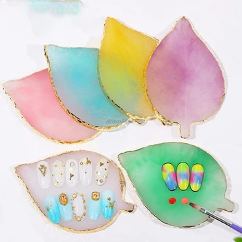 

Jewelry Display Board Leaf Shape Palette Resin Agate Piece Nail Painting Color Tray Photography Props