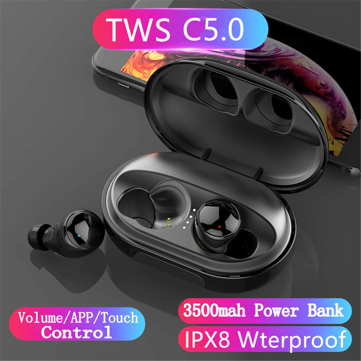 TWS беспроводные IPX8 Мини Bluetooth 5,0 стерео наушники-вкладыши ...