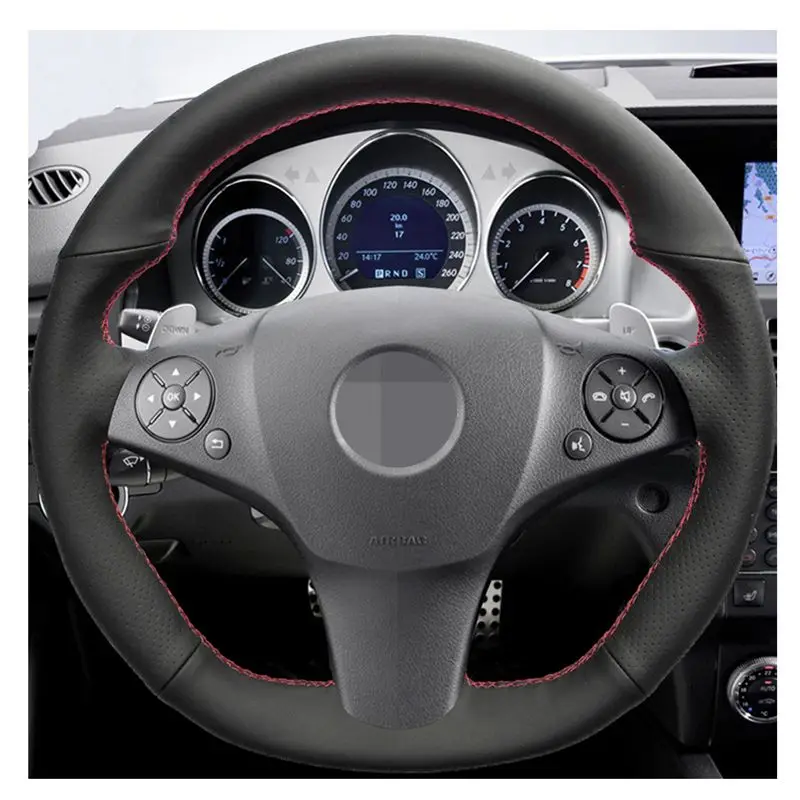 Чехол рулевого колеса автомобиля из искусственной кожи для Mercedes Benz SLR-Class 2009 SLK-Class AMG 55 SL-CLass AMG 63 65 2009-2012