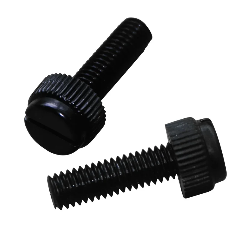 Slotted knurled screw M3 M4 M5 M6 M8 size grain bolt thread pitch PA66 plastic black nylon