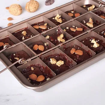 

Professional Bakeware 18 Cavity Baking Tools Easy Cleaning Square Lattice Chocolate Cake Mold Brownie Baking Pan Non-Stick