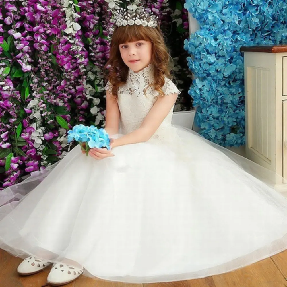 Custom color Белые, цвета слоновой кости, Платья с цветочным узором для девочек на свадьбу, на заказ, новое пышное платье, без рукавов, с кружевной аппликацией, фатиновые пышные платья - Цвет: Custom color