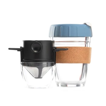 

Stainless Steel Reusable Paperless Pour Over Coffee Dripper With Coffee Cup Portable Coffee Filter Set Drip Coffee Tea Holder zz