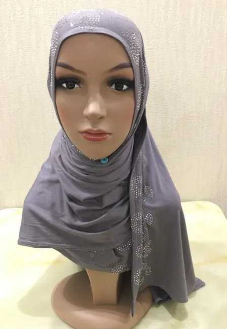 Хиджаб из хлопка, мусульманские женские шали, исламские, готовые к износу, женские шарфы из горного хрусталя, арабский хиджаб, шарф Shayla, шарфы