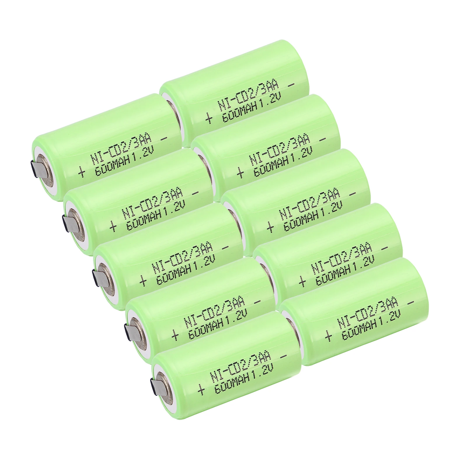 2~ 32 шт 2/3 AA nicd 1,2 V батарея 600 Ni-CD аккумуляторная батарея 1,2 V зеленый цвет