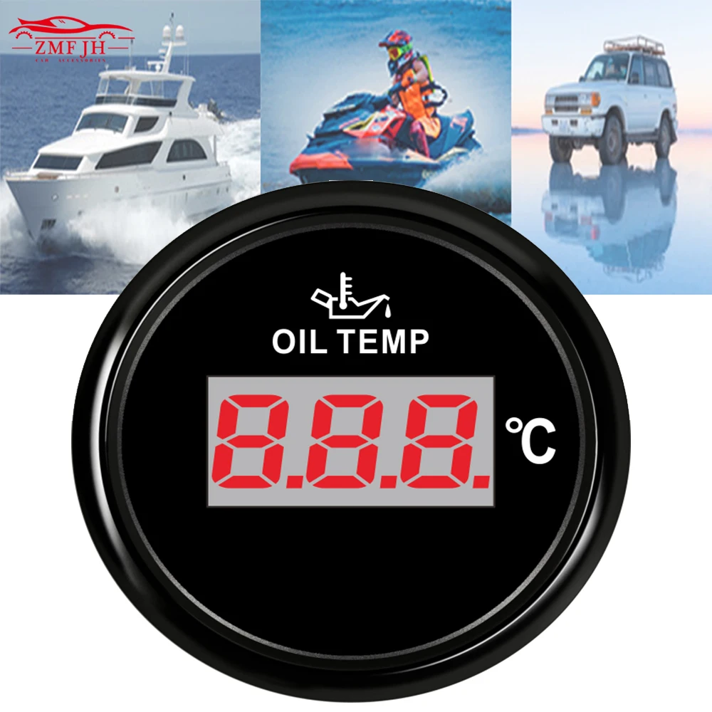 

52mm 12V 24V Motorcycle Oil Temp Temperature Gauge Red Pointer For Car Boat Auto Engine Truck oil pressure Gauge digital meter
