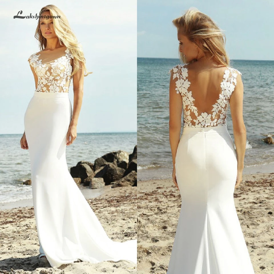 Lakshmigown, сексуальное свадебное платье русалки, Hochzeit,, Boho, свадебное пляжное платье, Robe Mariage, кружевное, с рукавами-крылышками, открытая спина