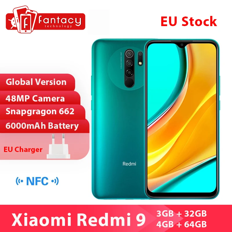 Liquidación Xiaomi Redmi 9-Teléfono Móvil Inteligente versión Global, Smartphone con pantalla FHD de 6,53 pulgadas, 32GB, 64GB, NFC, Helio G80, cámara cuádruple ia de 13MP, 5020mAh ezYoMq7OOMy