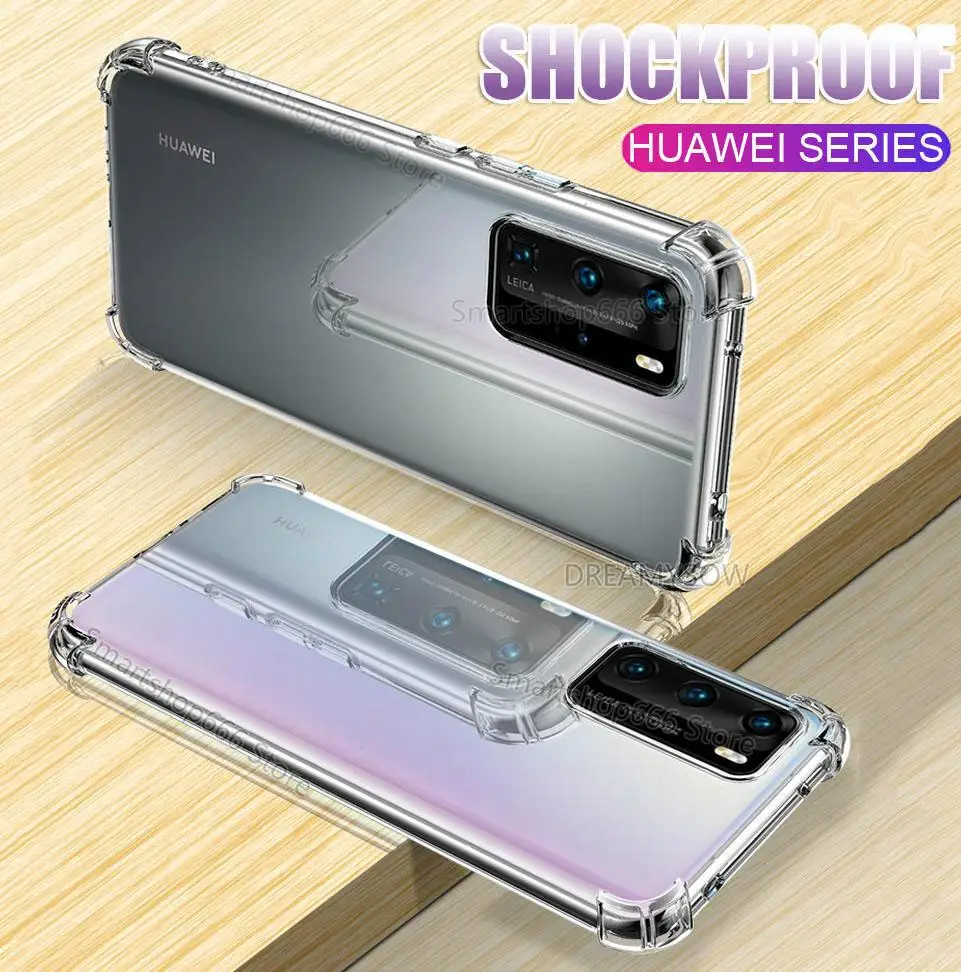 Противоударный Прозрачный чехол для телефона Huawei P40 Pro Plus Lite P30 Nova7 SE Y5 Y7 2020 Honor 9A 9S 30S