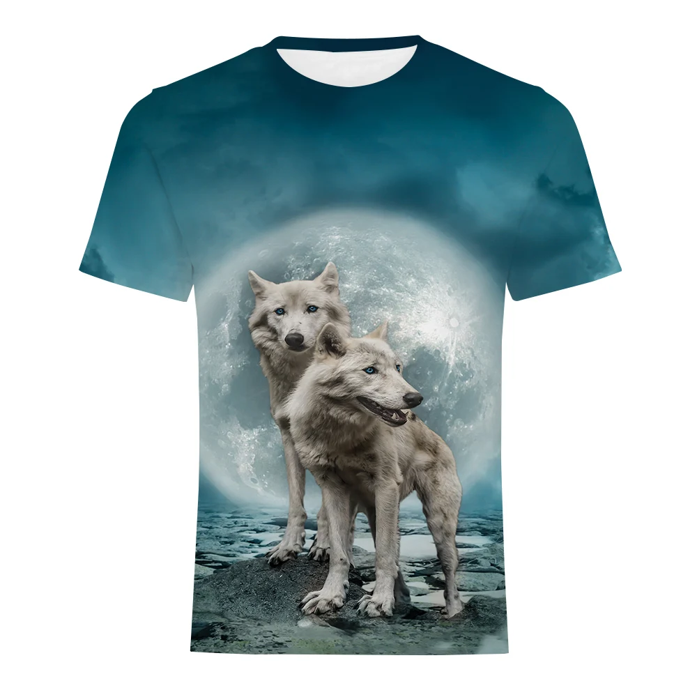 Брендовая мужская футболка 3D Футболка с волком забавная и женская осень лето