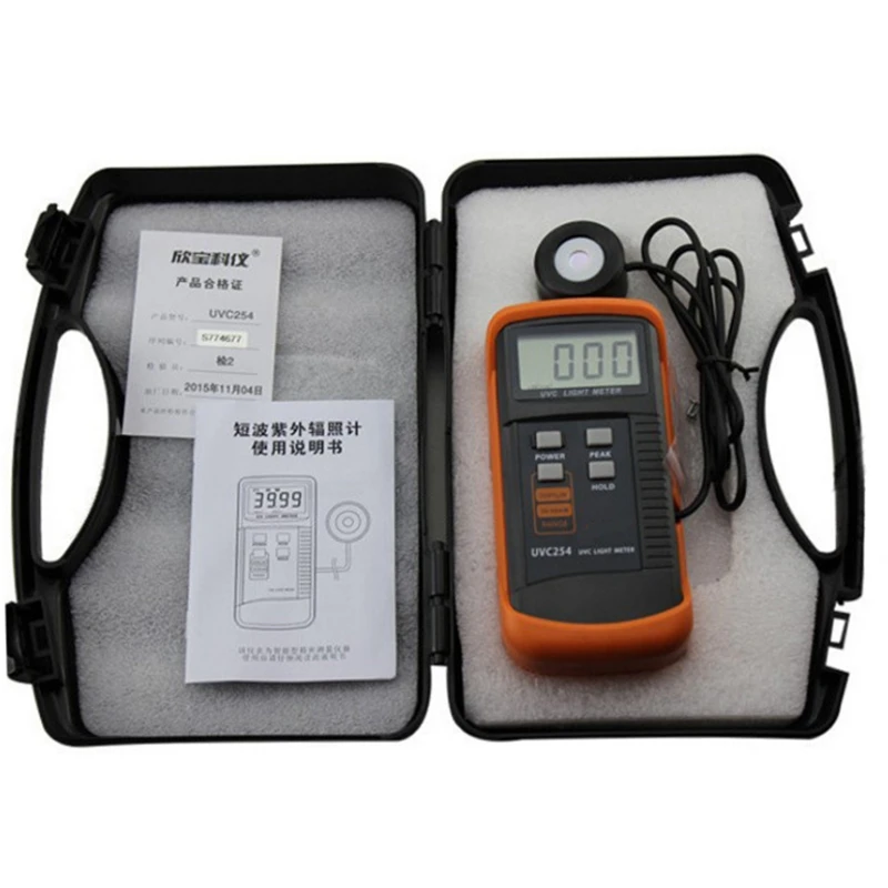 UVC254 UVC Light Meter Narrow-band Spectrum 248nm-262nm Digital UV Radiation Intensity Detector Resolution:1uW/cm2 UV Meter 6