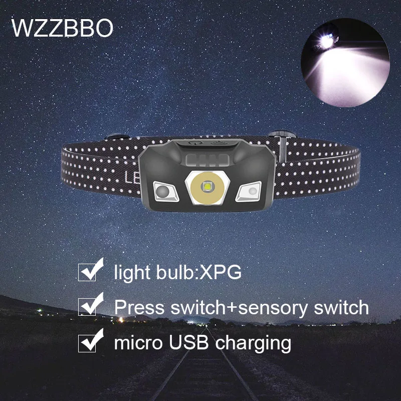 

Powerful LED Headlamp Waterproof Headlight Built in battery Usb Rechargeable lantern Working Light lamps that work with battery