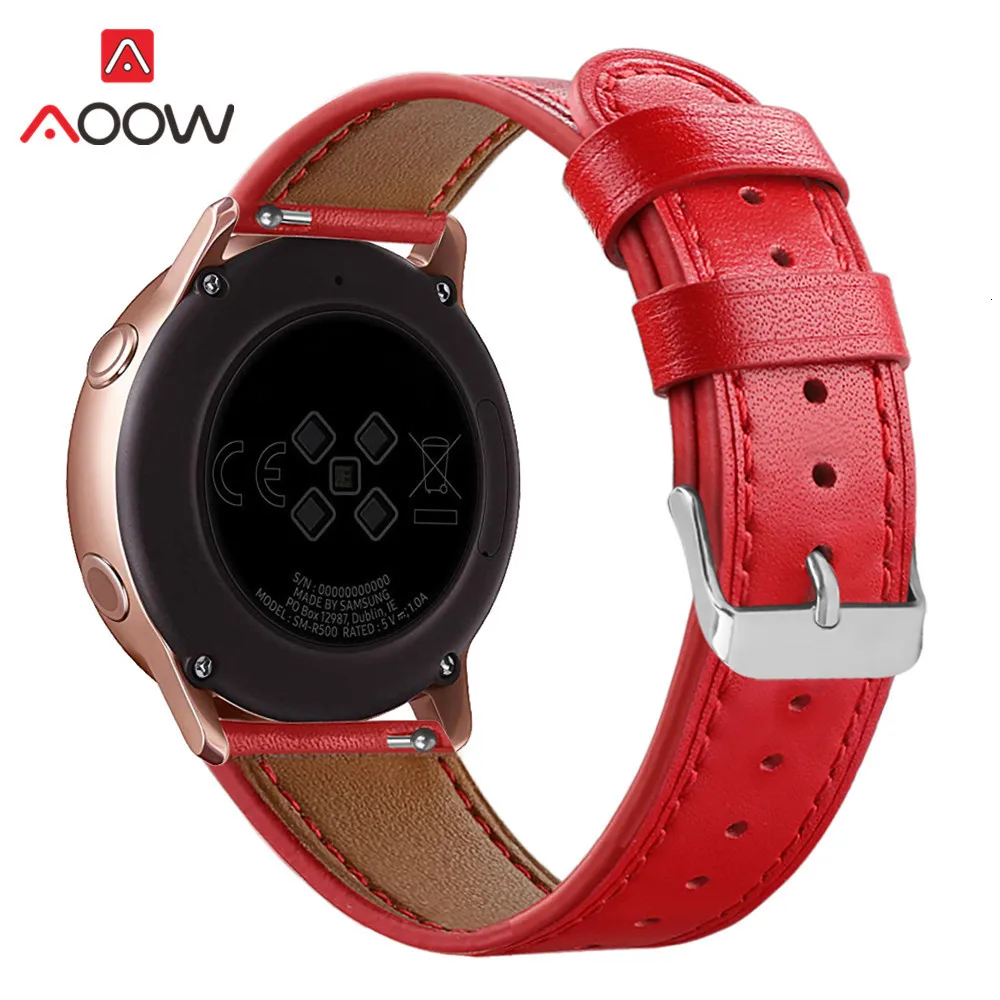 Ремешок для часов из натуральной кожи с цветочным принтом для samsung Galaxy Watch Active 42 мм S2 Розовый Красный сменный ремешок для браслета 20 мм