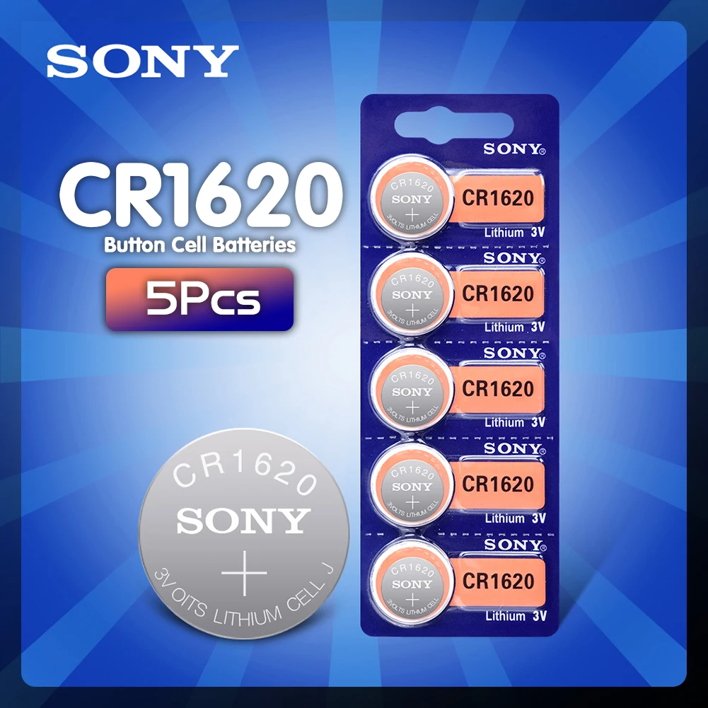 Lote de 5 pilas de pila de moneda para botón Sony Original CR1620 para reloj de coche con llave remota cr 1620 ECR1620 GPCR1620 3v, batería de litio
