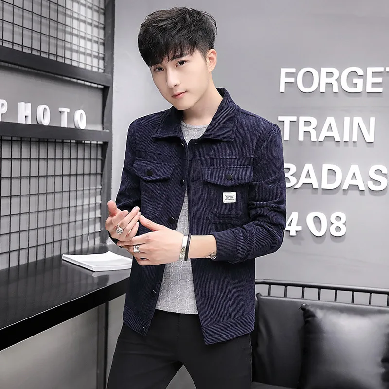 

New Style Hot Sales Coat Men's Corduroy MEN'S Jacket Korean-style 2018 Spring And Autumn Handsome Cowboy Trend Slim Fit Doubled