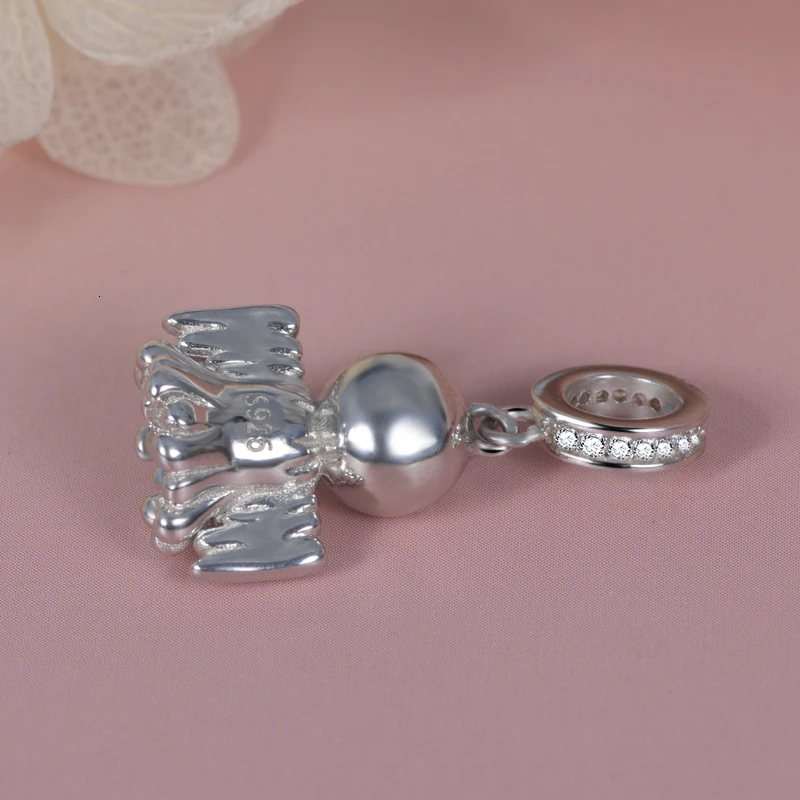 StrollGirl 925 пробы серебряный милый кулон призрак бусины CZ талисманы fit Pandora браслет для женщин Хэллоуин вечерние ювелирные изделия подарок