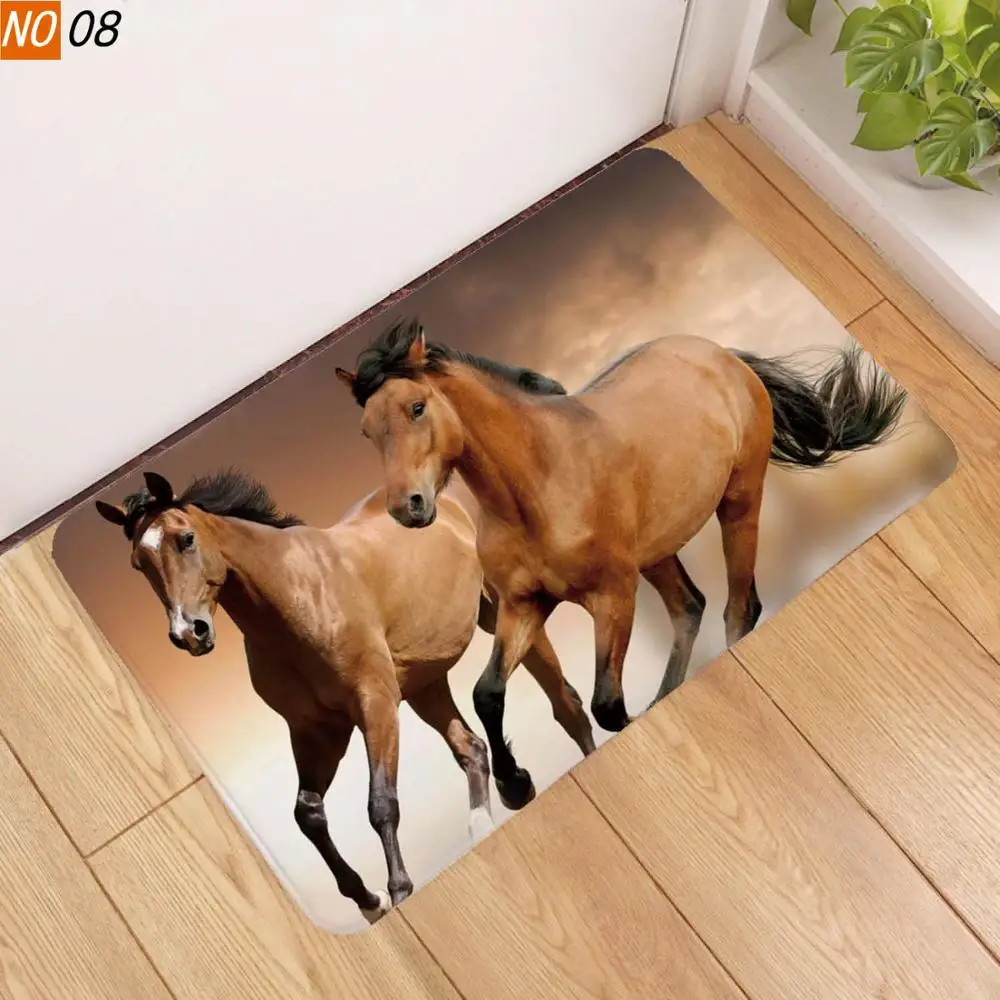 Sholisa Нескользящие тапочки для ванной коврик 3D с принтом лошадь водопоглощение Ванная Комната ковров Гостиная дверь туалета
