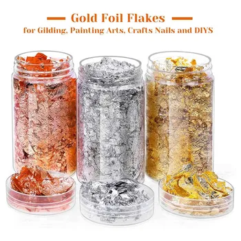 

Newly 3pcs Gold Foil Flakes for Nails Painting Crafts Resin Jewelry Making DIY Decoration TE889