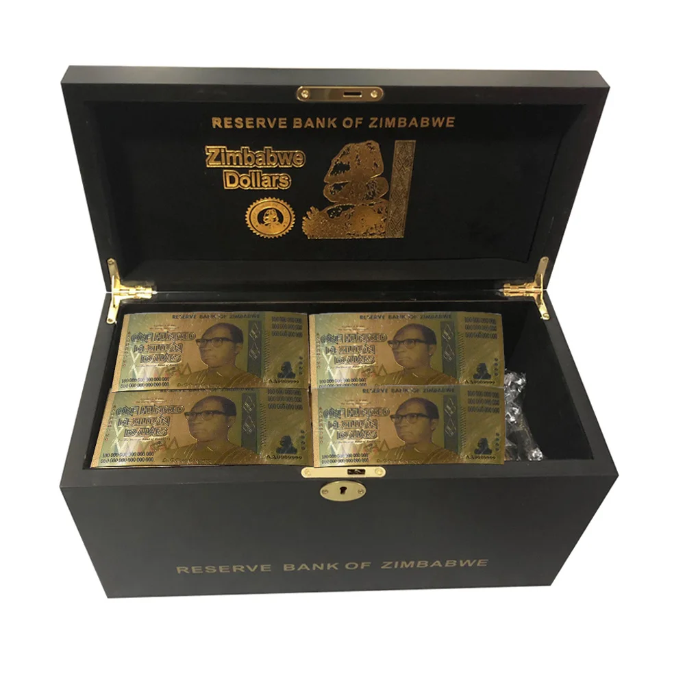 

Zimbabwe Gold Banknotes $Z100 Trillion/100 Quintrillion/5 Octillion/100 Decillion Dollar Fake Money Paper Business Gift 1200pcs