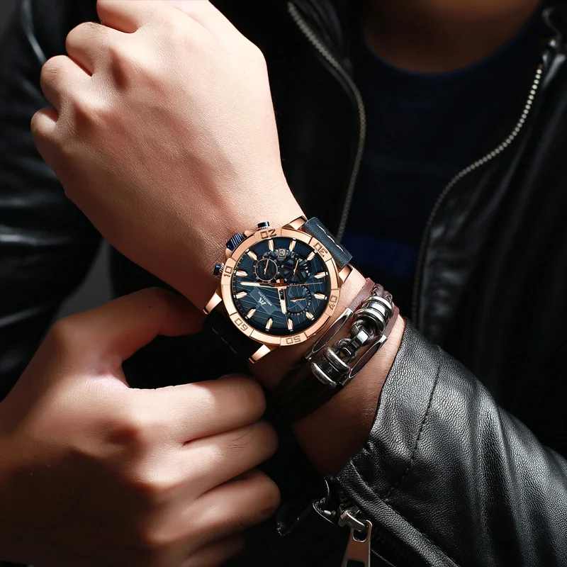 Montre homme MEGALITH часы Мужские Спортивные Хронограф водонепроницаемые часы мужские топ брендовые Роскошные светящиеся кожаные Наручные часы мужские