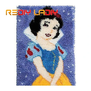 

Latch Hook Rug Kits Crocheting Carpet Rug White Snow Princess Acrylic Yarn Pre-Printed Canvas Cushion Mat Crochet Tapestry Craft